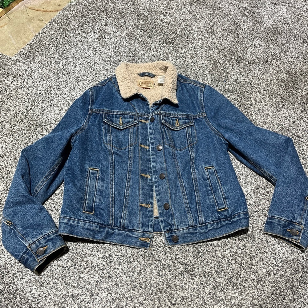 C E Schmidt Workwear Sherpa Lined Blue Jean Denim Jacket Sz Medium